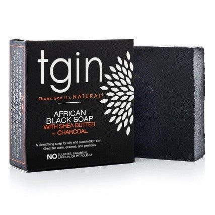TGIN African Black with Shea Butter + Charcoal Soap 4oz Online salg