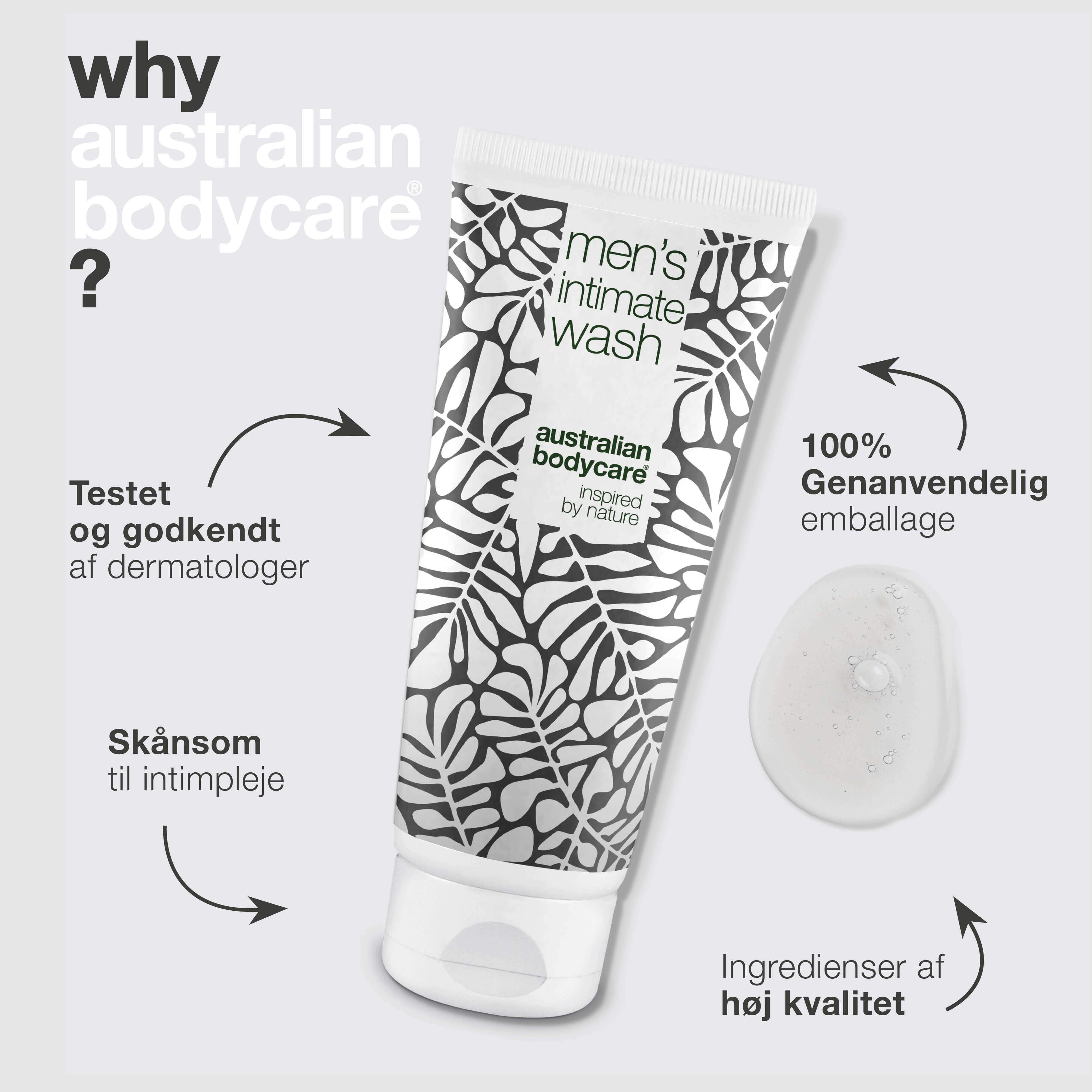 Intimsæbe mænd – Skånsom pleje til daglig intimhygiejne — Effektiv intimsæbe til mænd. Hjælper mod irritation og ubehag i skridtet. Naturlige ingredienser for en sund og velplejet hud.