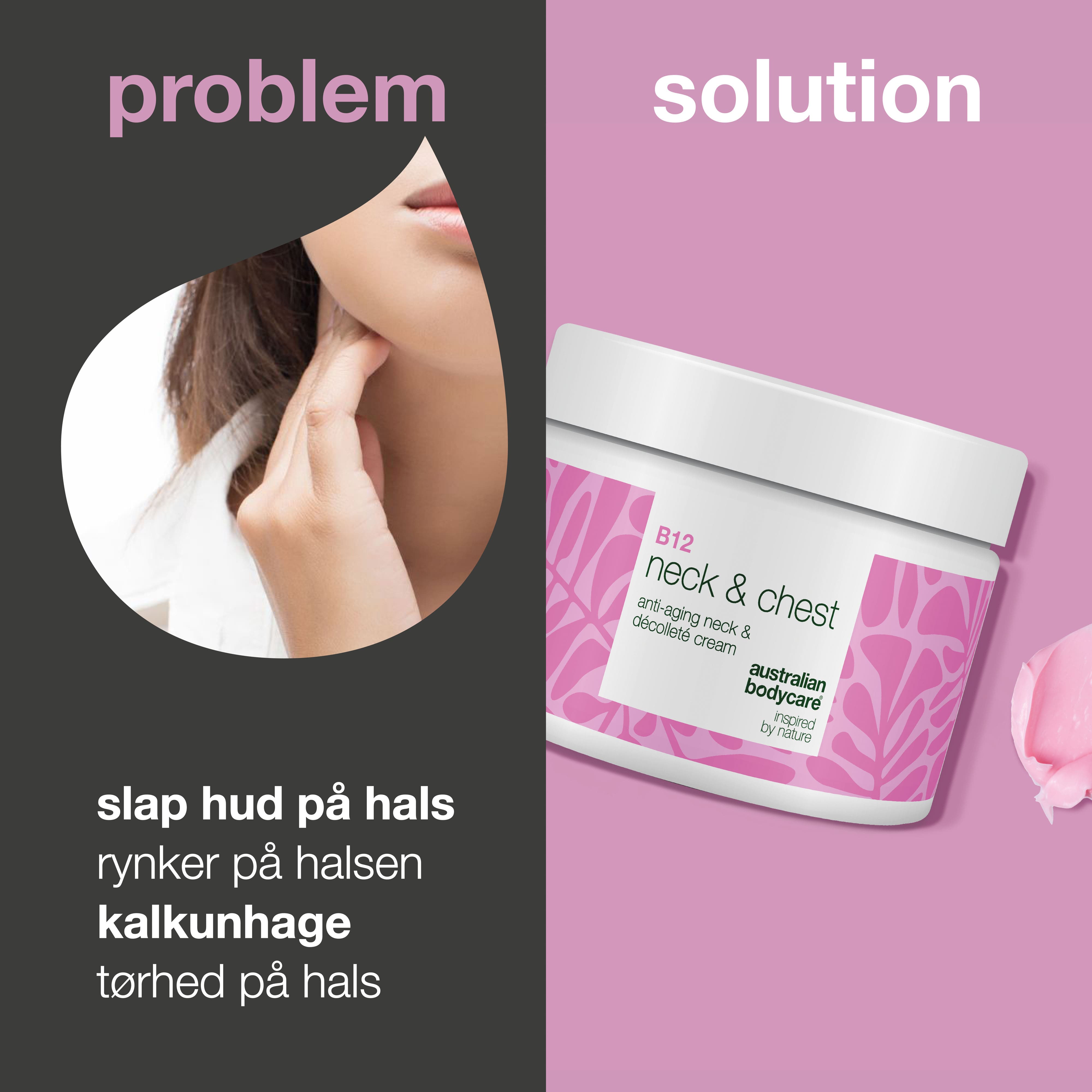 B12 Creme til Hals og Bryst – Reducer rynker og slap hud — B12 Hals- og Dekolletécreme fugter, opstrammer og mindsker rynker. For en glat og ungdommelig hud.