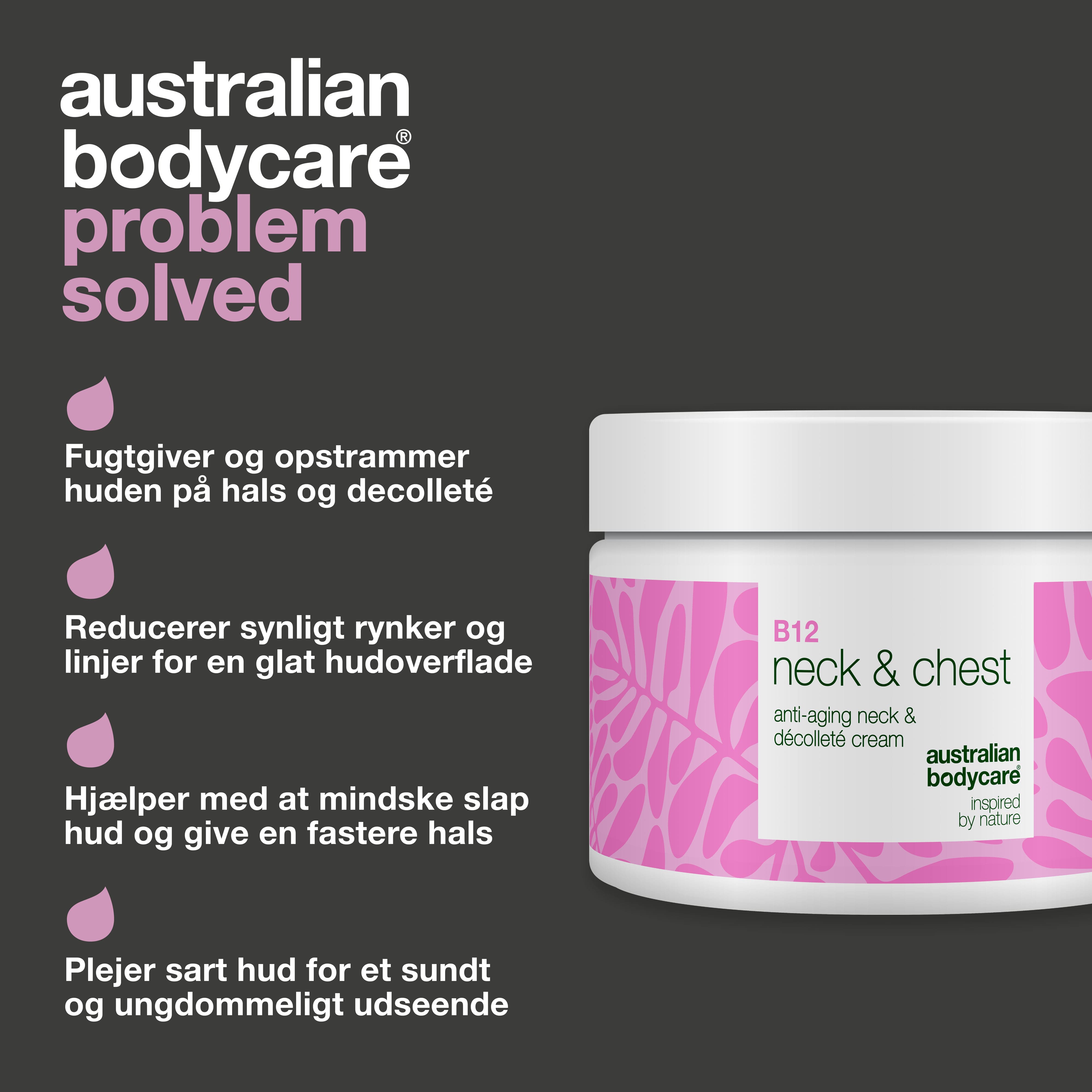 B12 Creme til Hals og Bryst – Reducer rynker og slap hud — B12 Hals- og Dekolletécreme fugter, opstrammer og mindsker rynker. For en glat og ungdommelig hud.
