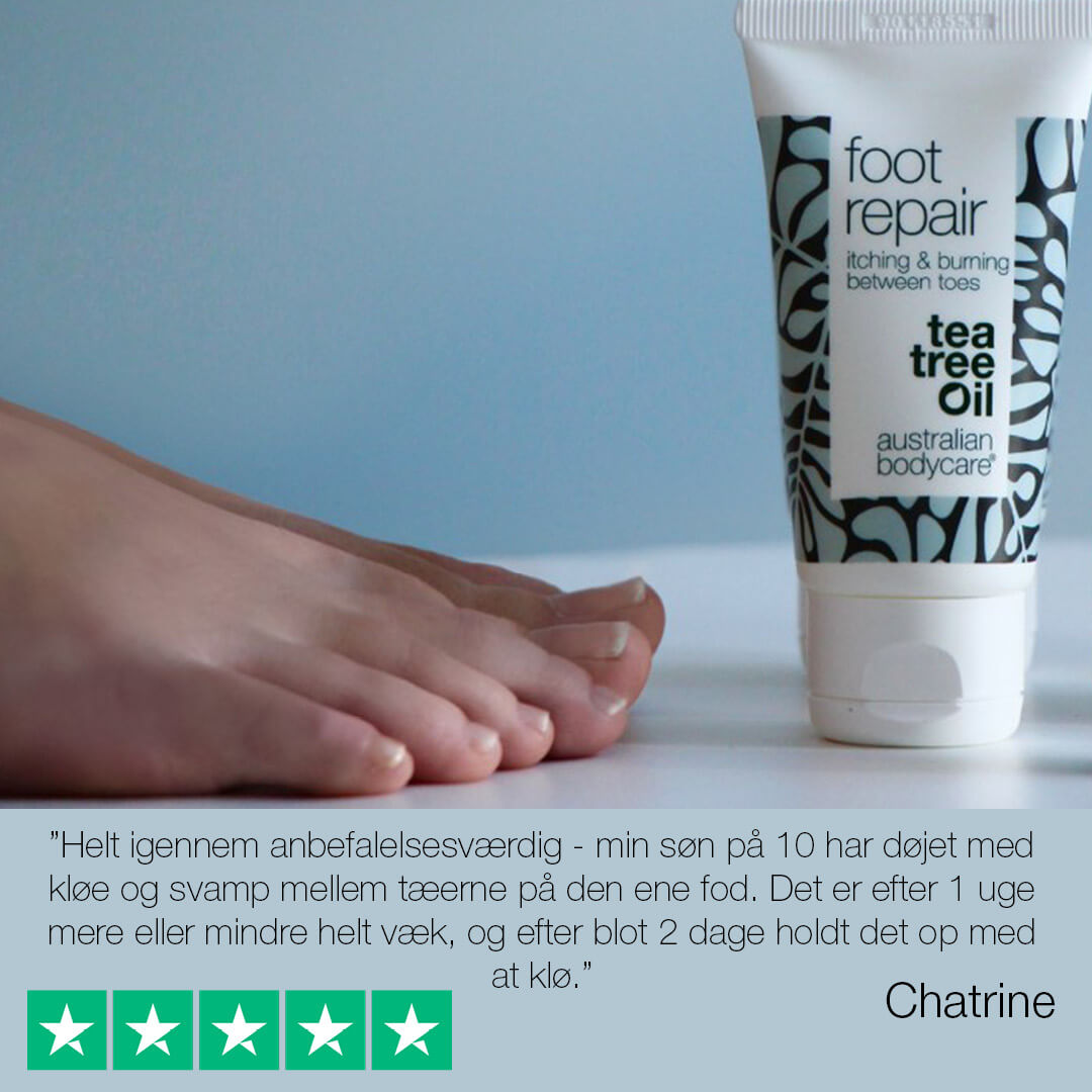 Fodgel med Tea Tree Oil — Lindrende gel mod kløe, svie og rødme mellem tæerne.