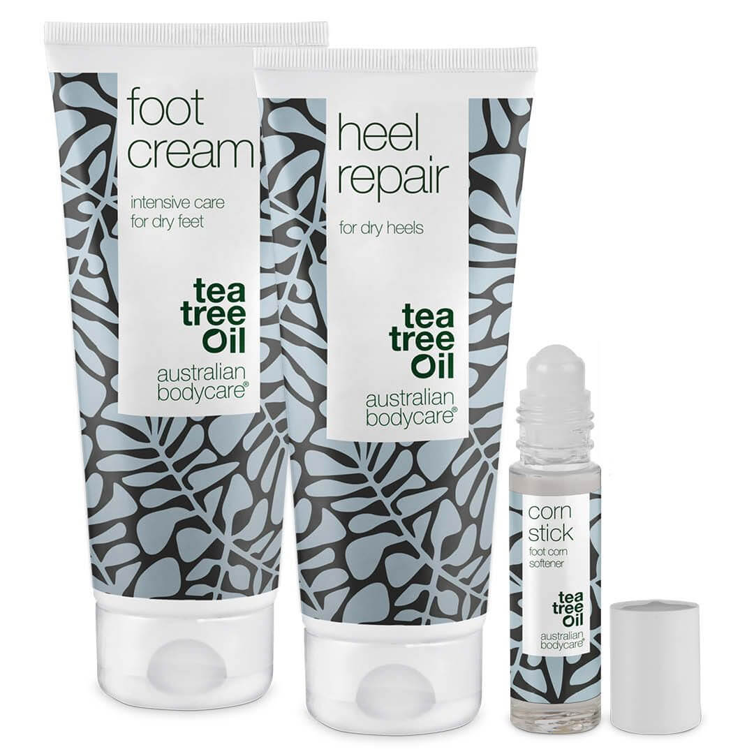 3 pak til pleje af ligtorne og hård hud — Fodcreme, hælcreme og ligtorneolie til tørre fødder
