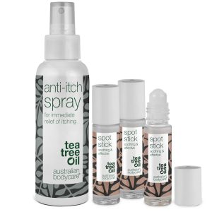4-pak til pleje ved myggestik og insektbid — 4 beroligende produkter til at lindre irritation fra insektstik
