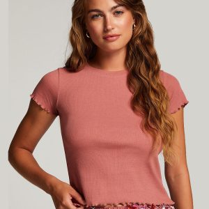 Hunkemöller Cotton Rib top, lyserød Online nu