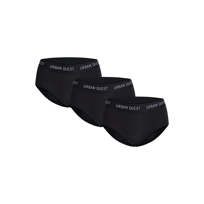 Urban Quest 3-Pack Bamboo hipster trusse, sort