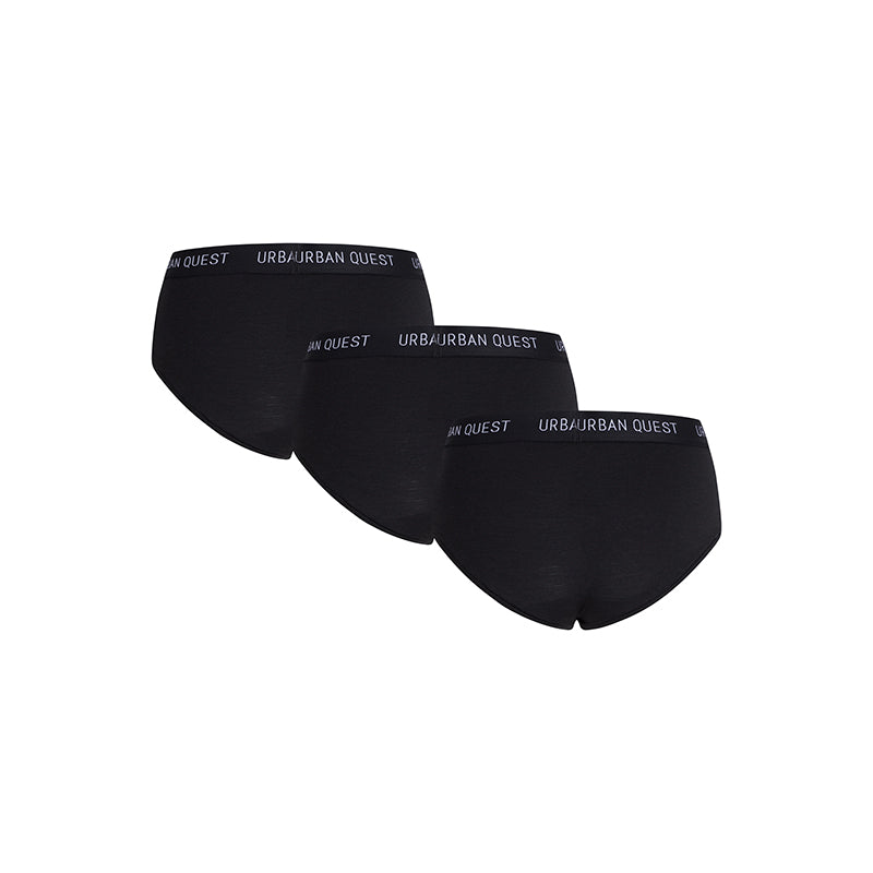 Urban Quest 3-Pack Bamboo hipster trusse, sort