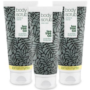 3 for 2 Body Scrub - pakketilbud — Pakketilbud med 3 body scrubs (200 ml): 2x Lemon Myrtle & 1x Tea Tree Oil