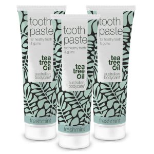 3 stk. Tea Tree Oil Tandpasta Freshmint — Til daglig pleje ved paradentose, svamp og tandkødsbetændelse