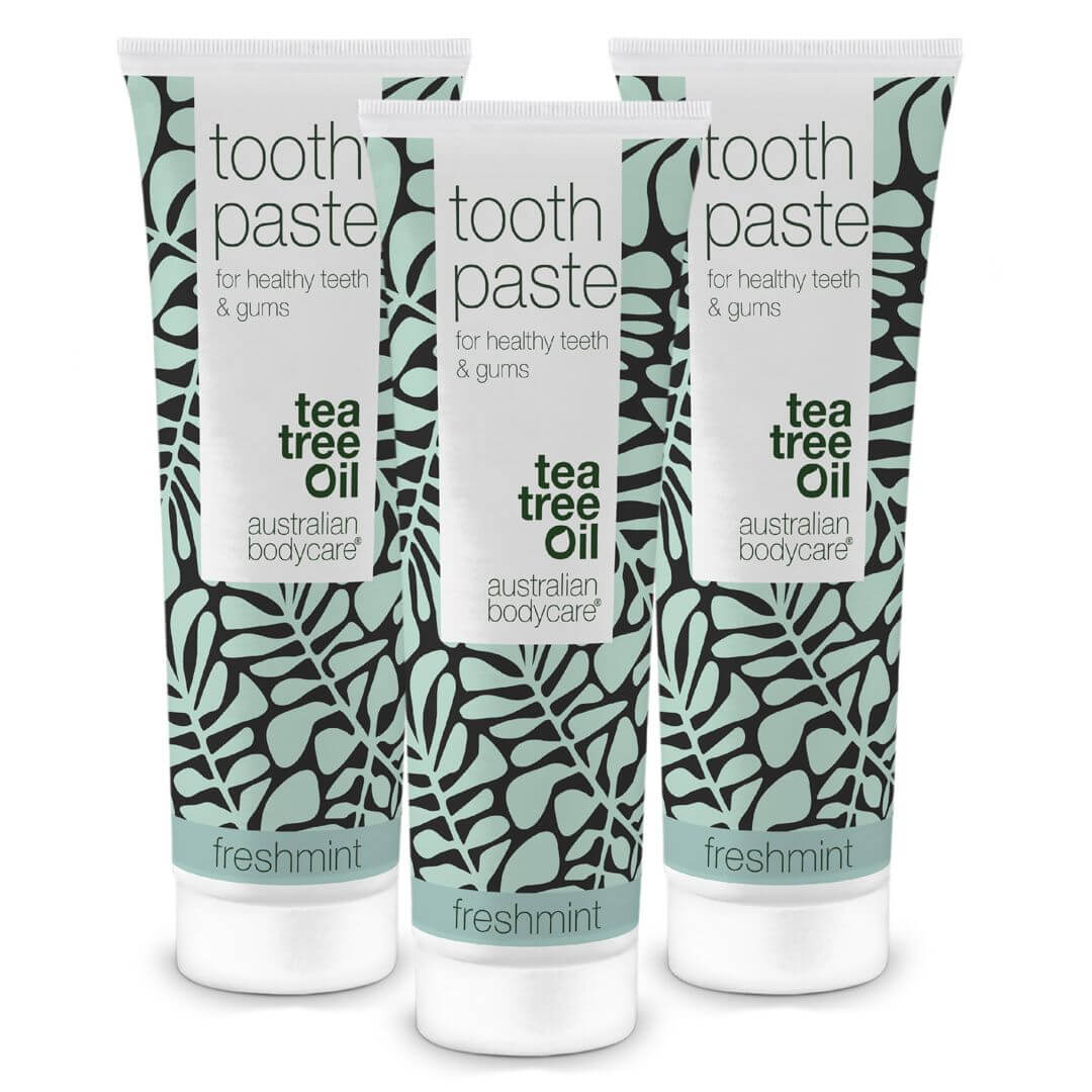 3 stk. Tea Tree Oil Tandpasta Freshmint — Til daglig pleje ved paradentose, svamp og tandkødsbetændelse