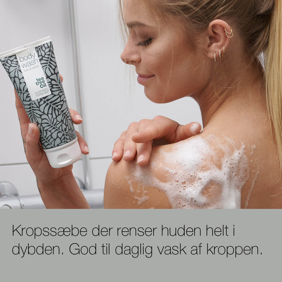 Body Wash med Tea Tree Oil — Showergel til daglig pleje og mod bumser og uren hud på kroppen Online Hot Salg