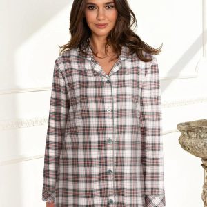 Lady Avenue Cotton Flannel natskjorte, multi