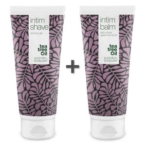 XL Sæt til intimbarbering uden røde knopper — Stor intim barbergel og aftershave balm mod indgroede hår