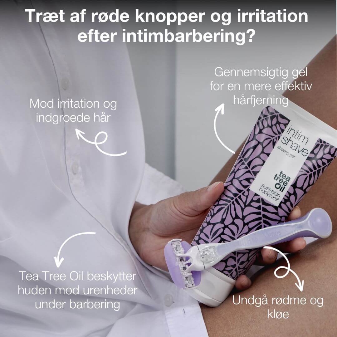 XL Sæt til intimbarbering uden røde knopper — Stor intim barbergel og aftershave balm mod indgroede hår