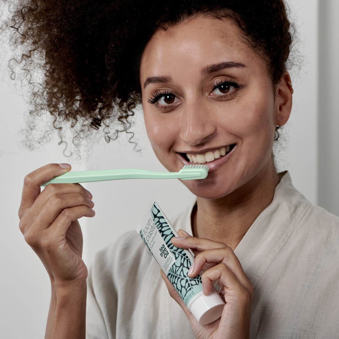 3 stk. Tea Tree Oil Tandpasta Kokos & Zink — Til daglig pleje ved paradentose, svamp og tandkødsbetændelse