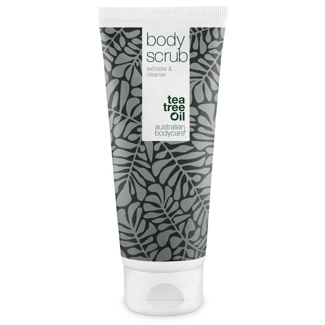 Body Scrub til bumser og uren hud på kroppen — Eksfoliering med 100% naturlig Tea Tree Oil - Også til intim brug