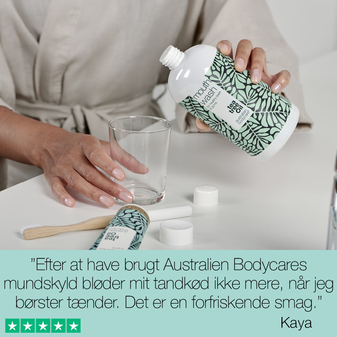XL Mundpakken med Tea Tree Oil mundprodukter — 10 mundprodukter til pleje ved paradentose, svamp og blødende tandkød
