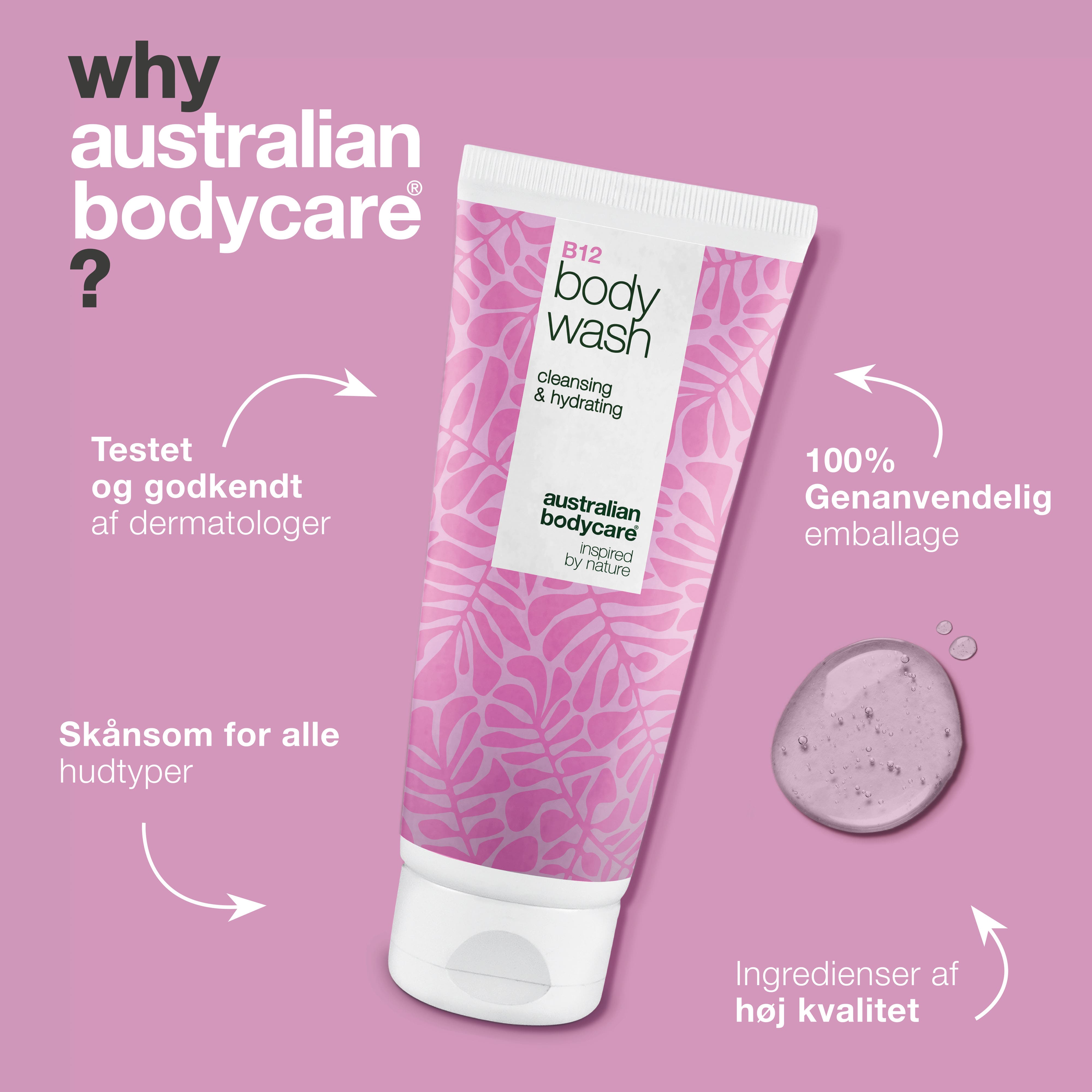 Body Wash med B12 – Til daglig fugt og næring — B12 Body Wash – daglig pleje, der renser, fugter og beroliger huden.