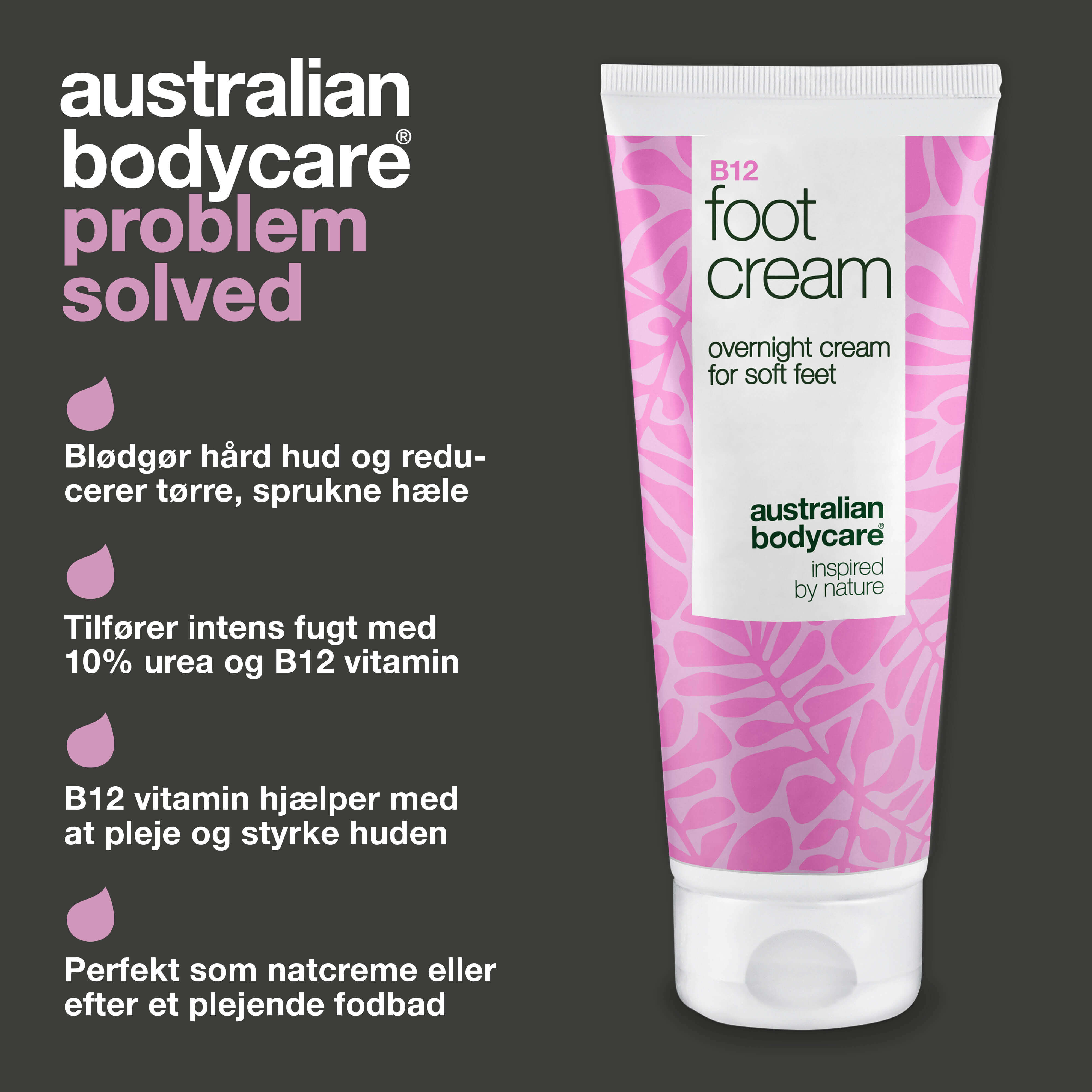 Fodcreme med B12 vitamin – blødgør hård hud og fugter — Fodcreme med B12 vitamin og 10% urea til tørre fødder. Fugter og blødgør huden. Perfekt som natcreme eller efter et fodbad.