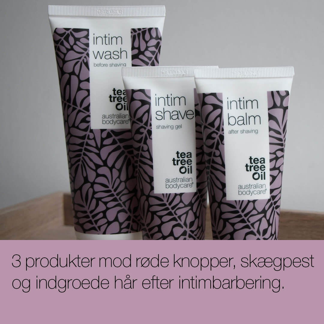 Intimbarberingspakke mod røde barberknopper — 3 produkter til intimbarbering mod indgroede hår Online nu