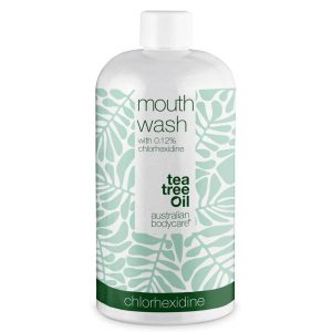 Klorhexidin mundskyl 0,12% med Tea Tree Oil — Mundskyllevæske til daglig pleje af ømt tandkød, paradentose og dårlig ånde Hot på udsalg