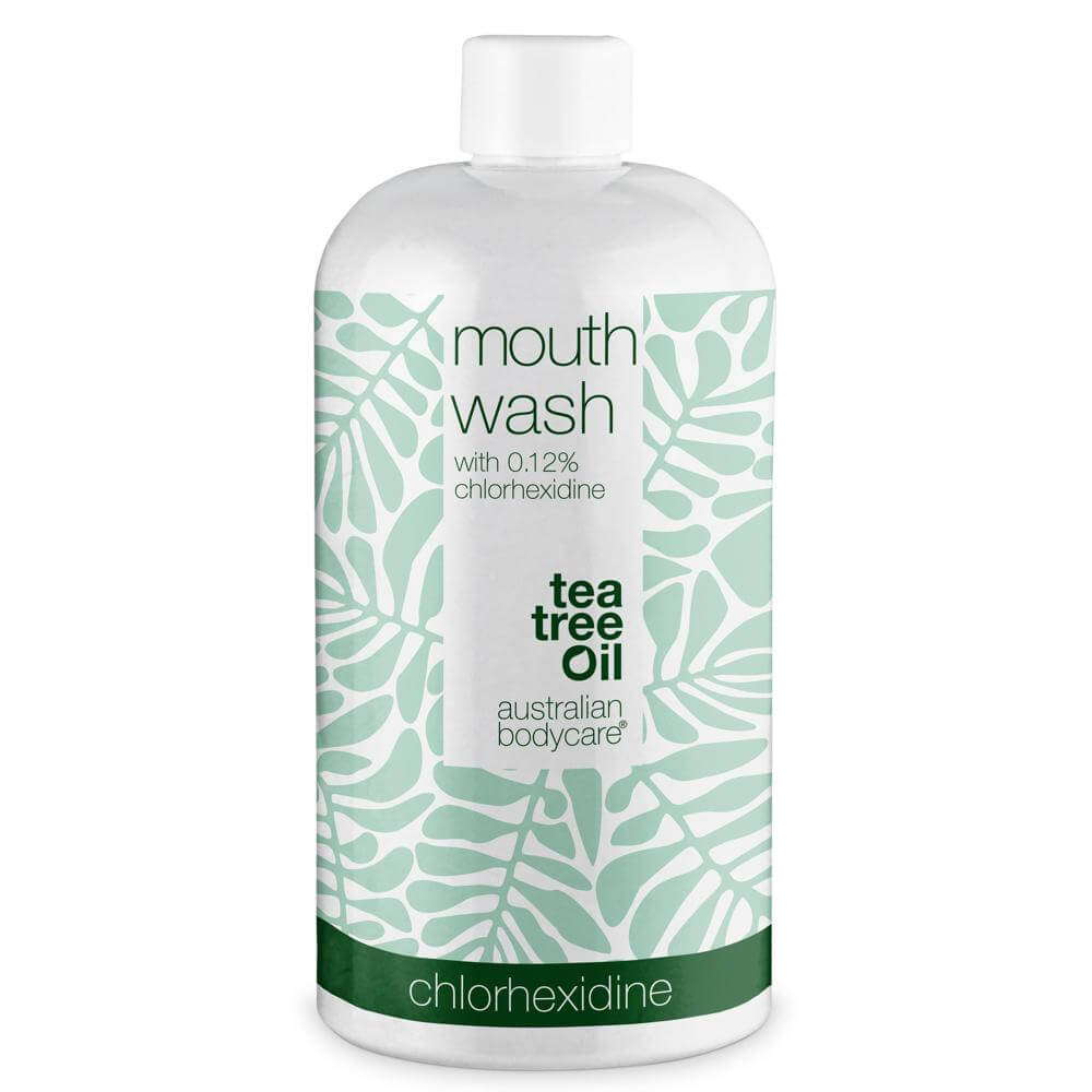 Klorhexidin mundskyl 0,12% med Tea Tree Oil — Mundskyllevæske til daglig pleje af ømt tandkød, paradentose og dårlig ånde Hot på udsalg