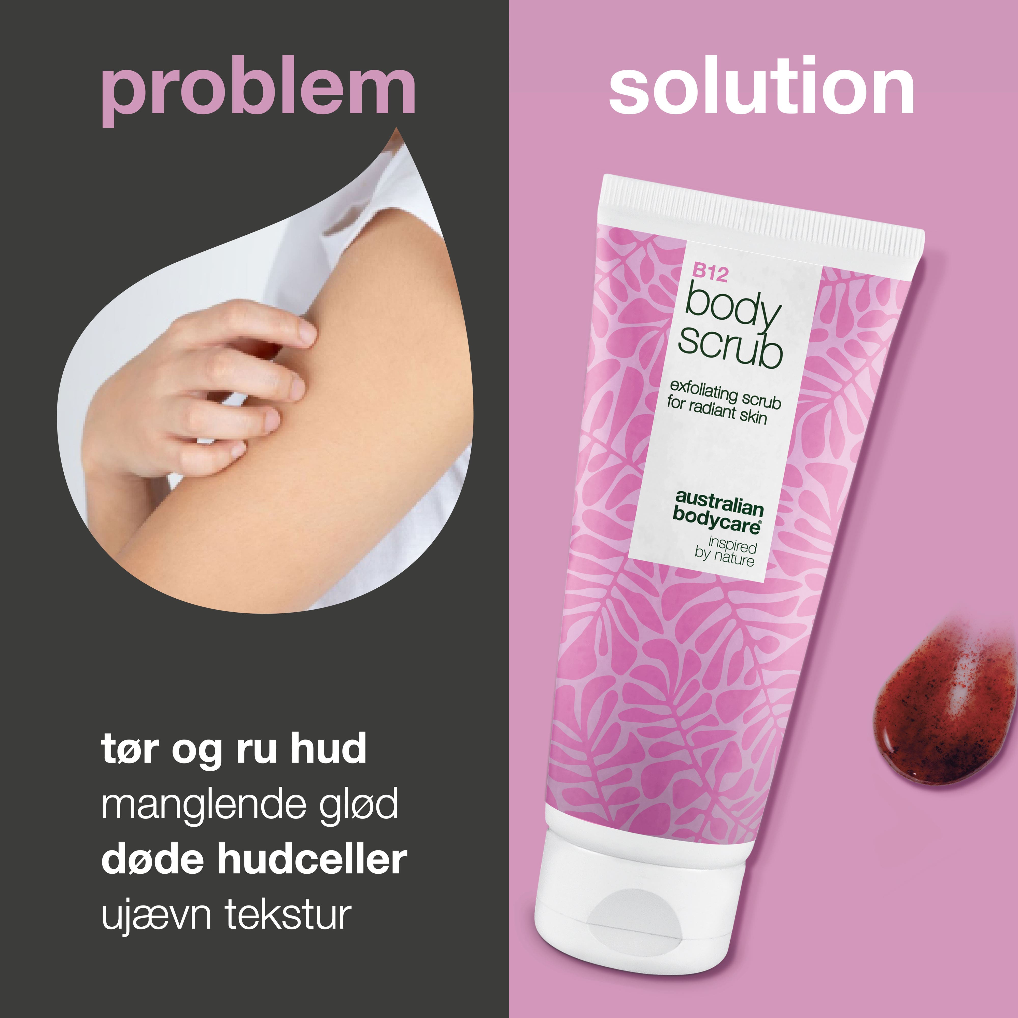 B12 Body Scrub – Eksfoliér og fugt for en blød, strålende hud — Få en fornyet hud med B12 Body Scrub. Eksfolierer og fugter, så huden efterlades blød, glat og strålende.