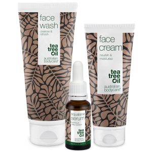 Sæt til kløende og meget tør hud i ansigtet — 3 fugtgivende produkter: ansigtsrens, Squalane Serum og creme