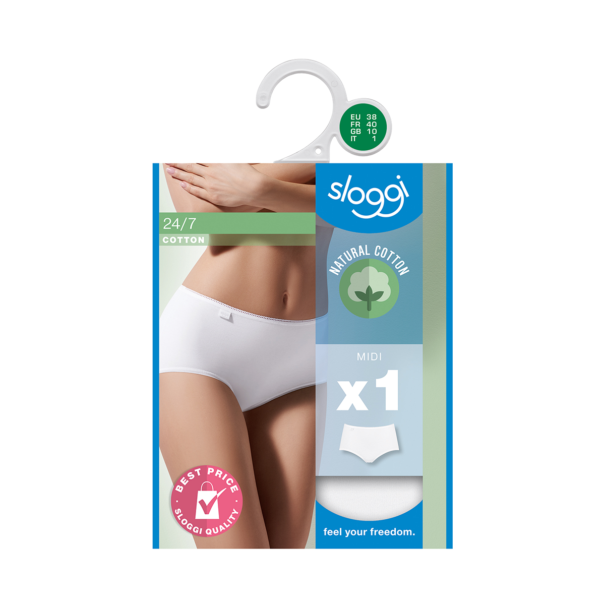 Sloggi 24/7 Cotton H midi trusse, hvid
