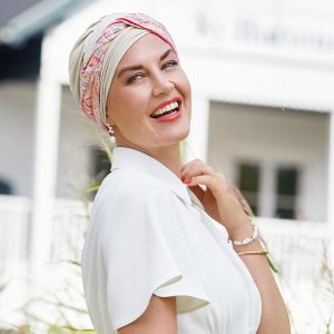 HocShakti Turban, Oyster w/ Energetic Flowers - Udgår