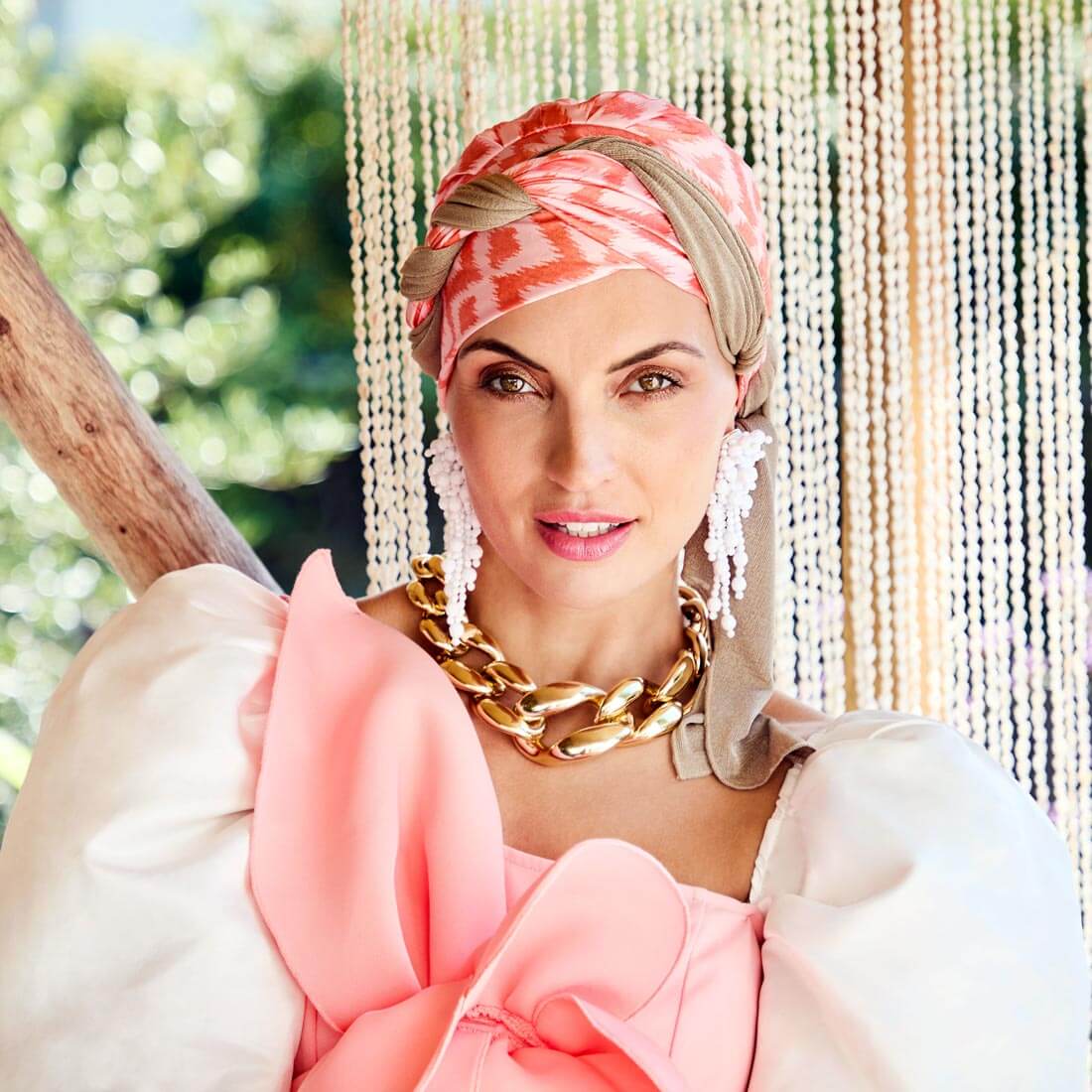 HocSapphire - Boho Turban, Ikat Orange