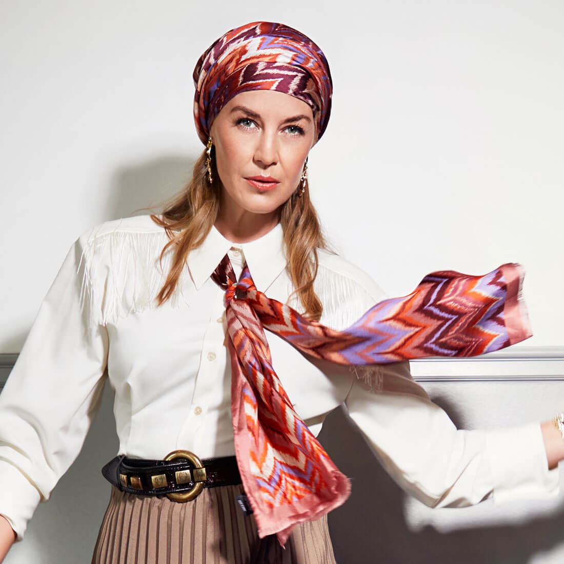 Silk Scarf, Wave Dusty Rose - Udgår