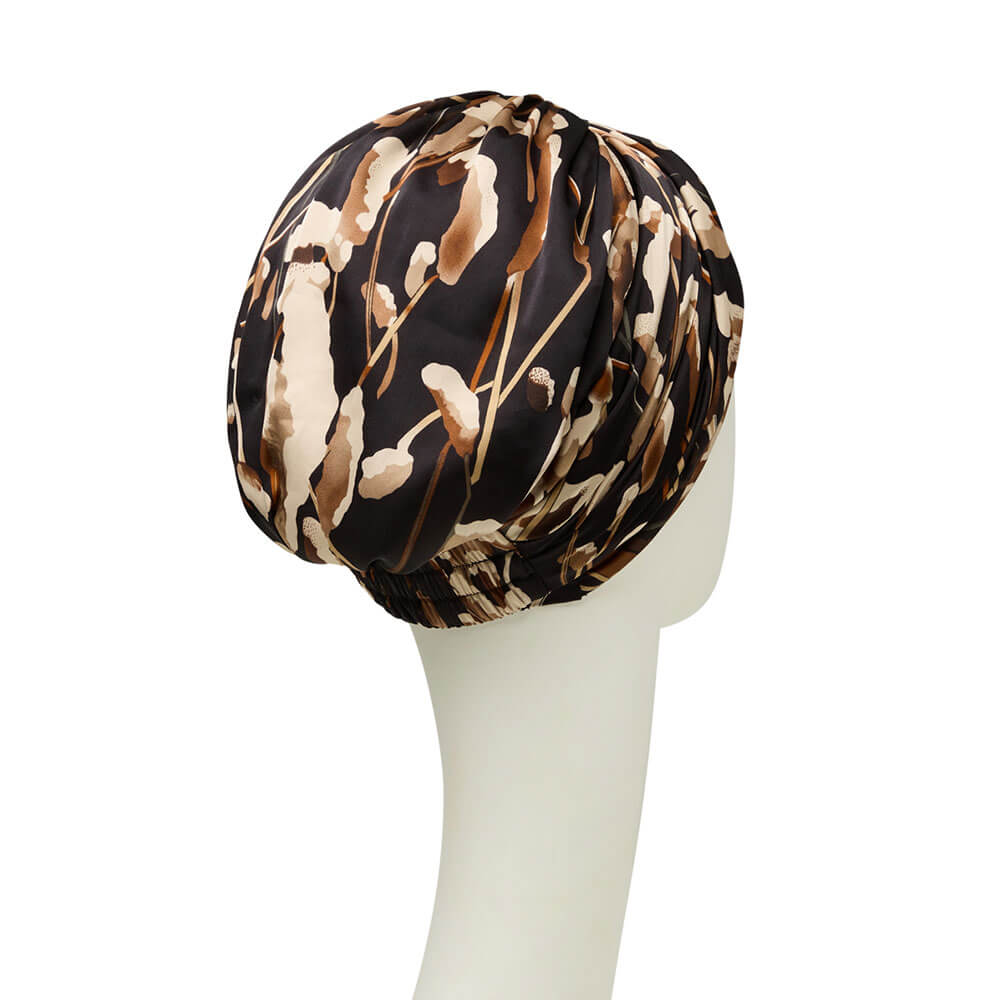 HocSapphire - Boho Turban, Black w/Cotton Grass