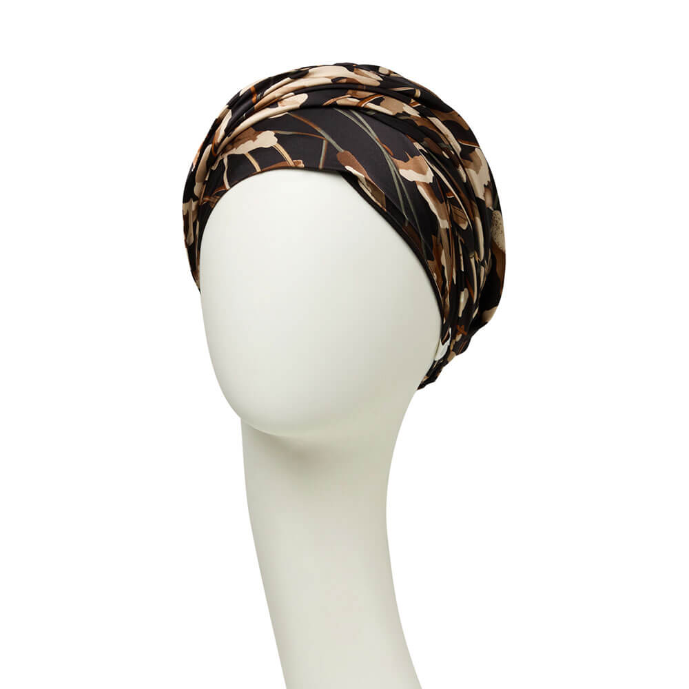 HocSapphire - Boho Turban, Black w/Cotton Grass
