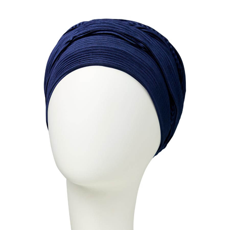 HocLuna Turban, Dark Blue Plissé - Udgår