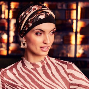 HocScarlett - Boho Turban, Black & Cotton Grass Mix
