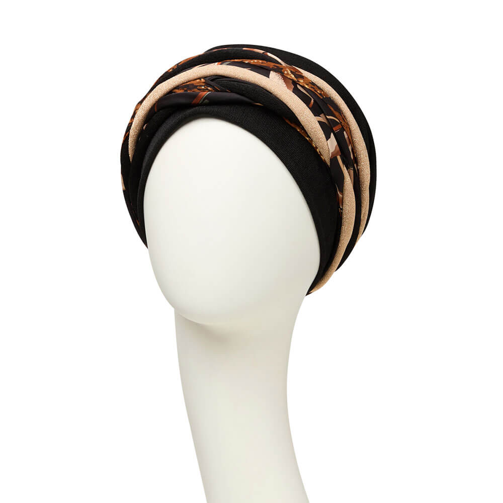 HocScarlett - Boho Turban, Black & Cotton Grass Mix