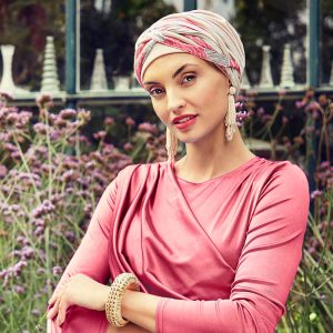 HocScarlett Turban, Soft Beige & Red Glam Mix