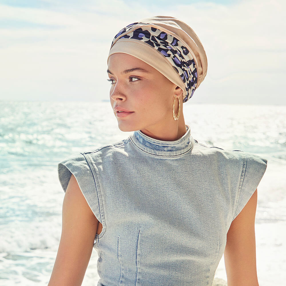 HocEmmy Turban, Cream / Lavender Leo Udsalg