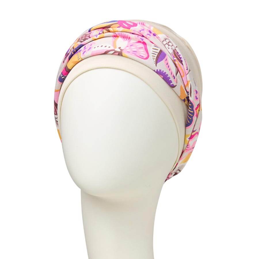 HocShakti Turban, Beige m. Print - Udgår
