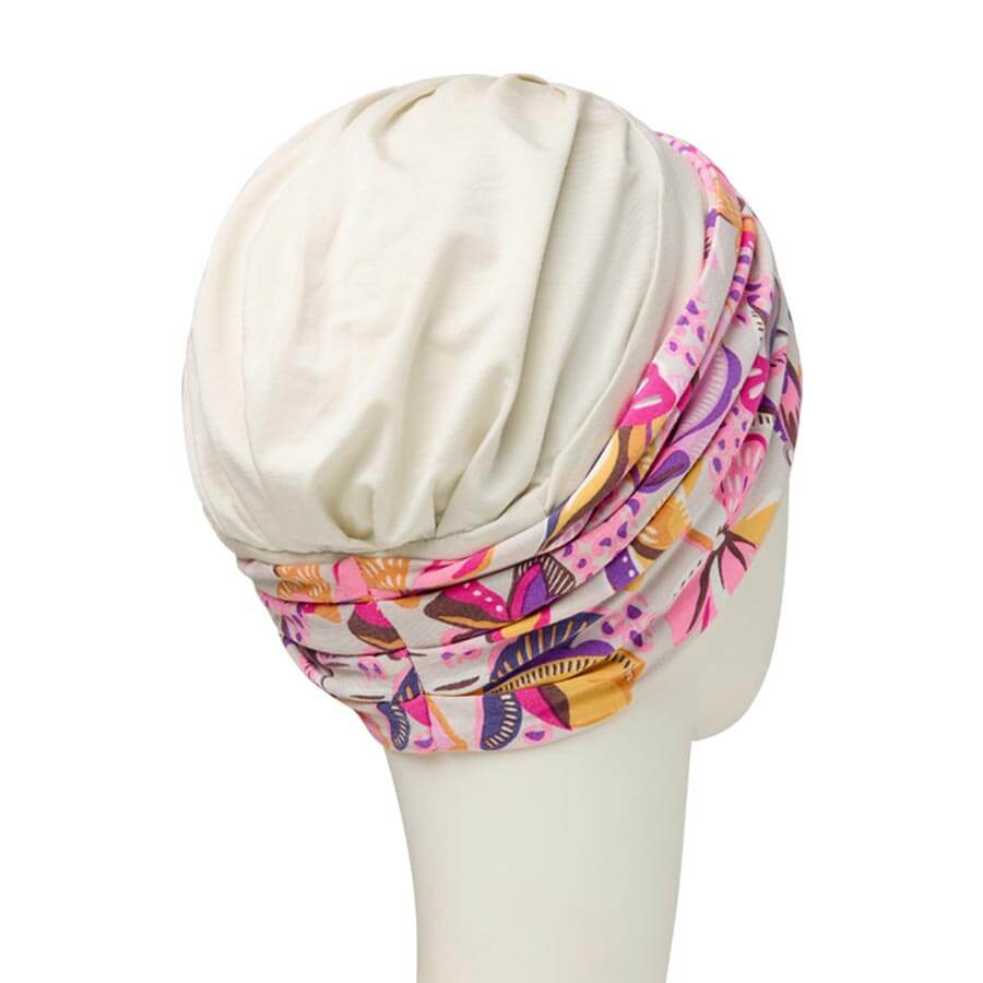 HocShakti Turban, Beige m. Print - Udgår