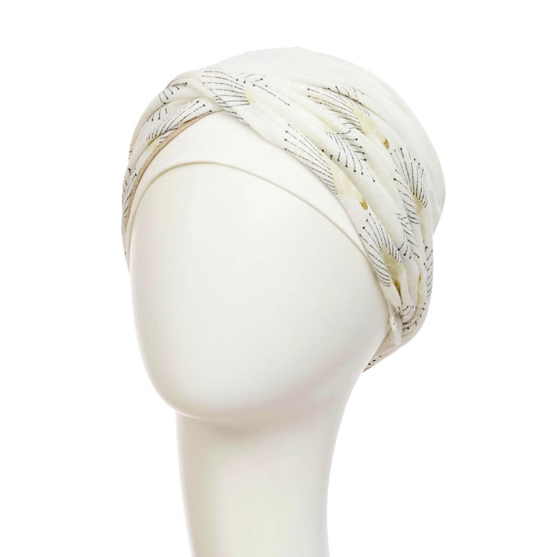 HocShakti Turban, Ivory w/Peacock