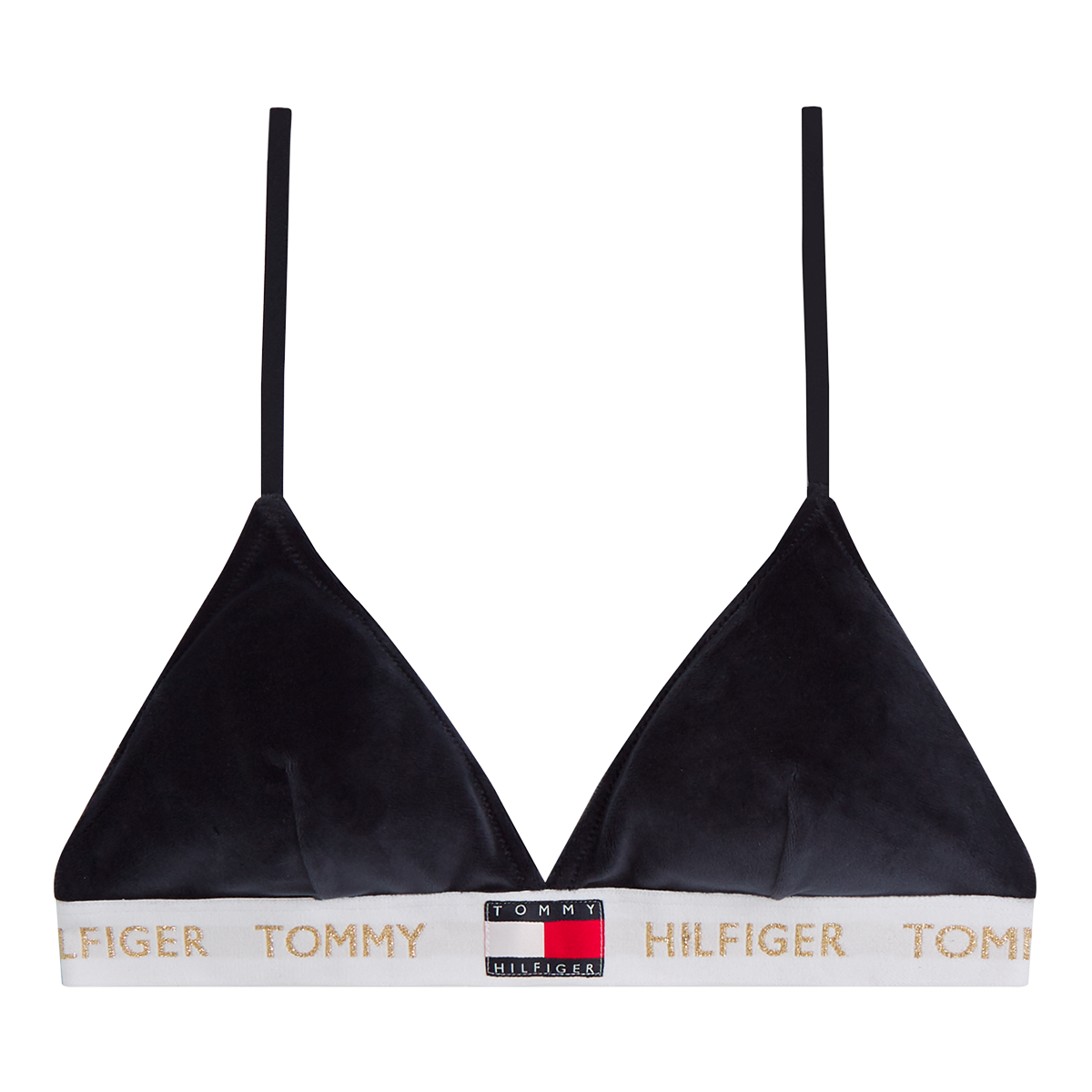 Tommy Hilfiger Padded Triangle Velour BH, blå