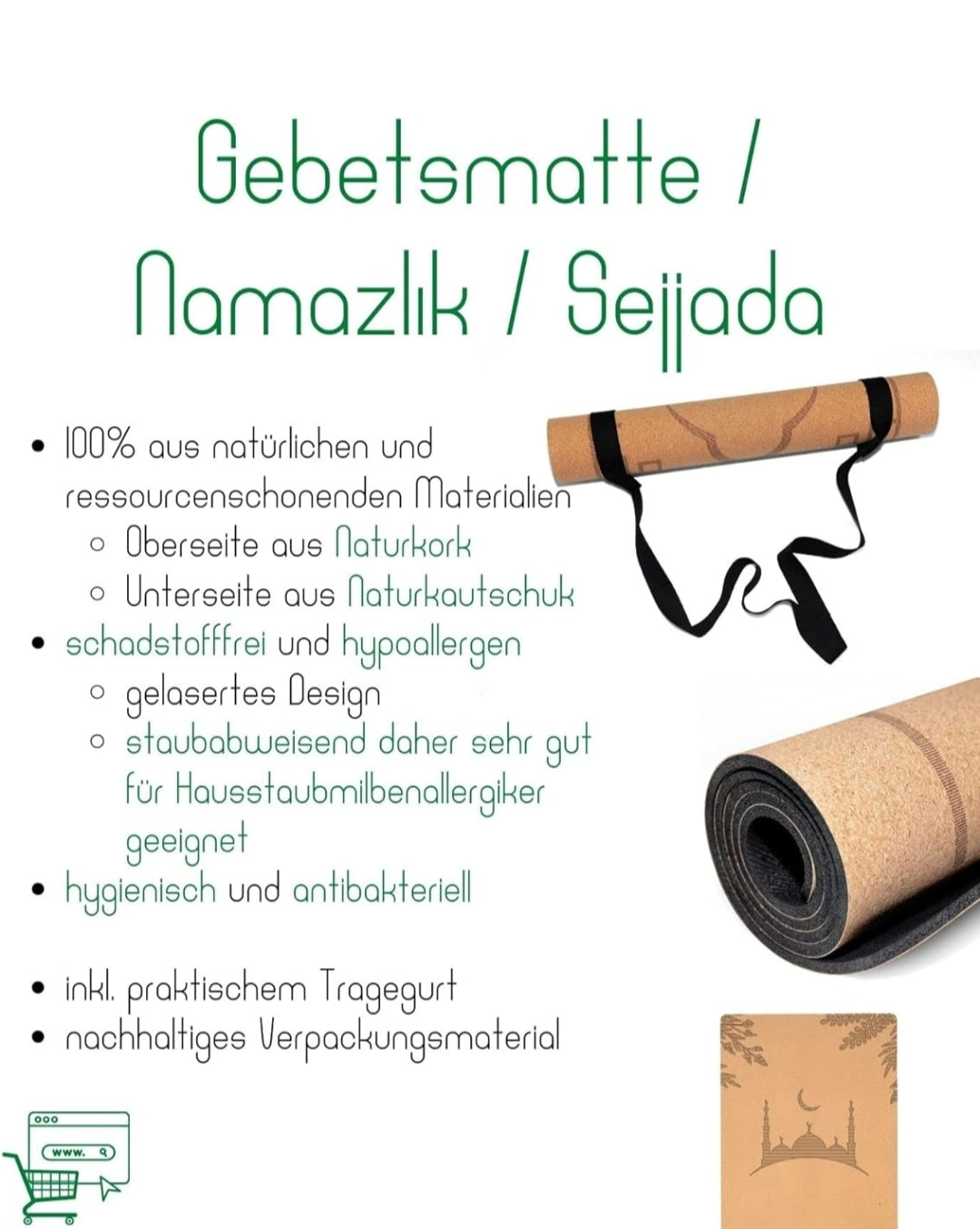 Bedetæppe lavet af øko kork og natur gummi. Anti bakteriel og anti allergi