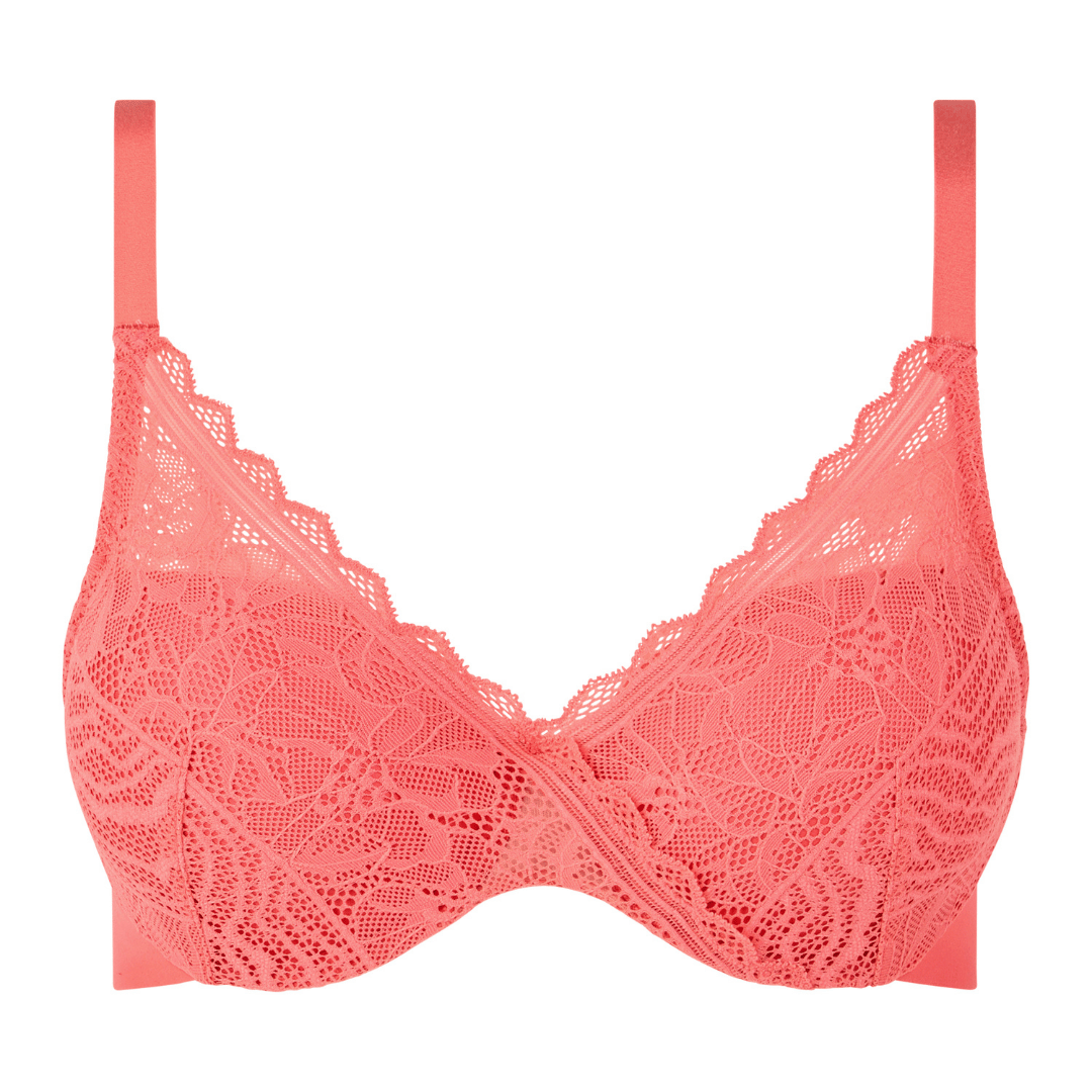 Chantelle EasyFeel Floral Touch BH med bøjle, koralrød