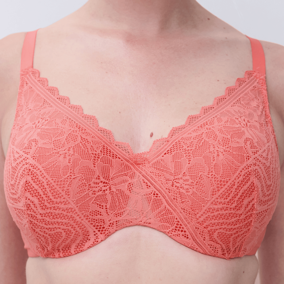 Chantelle EasyFeel Floral Touch BH med bøjle, koralrød