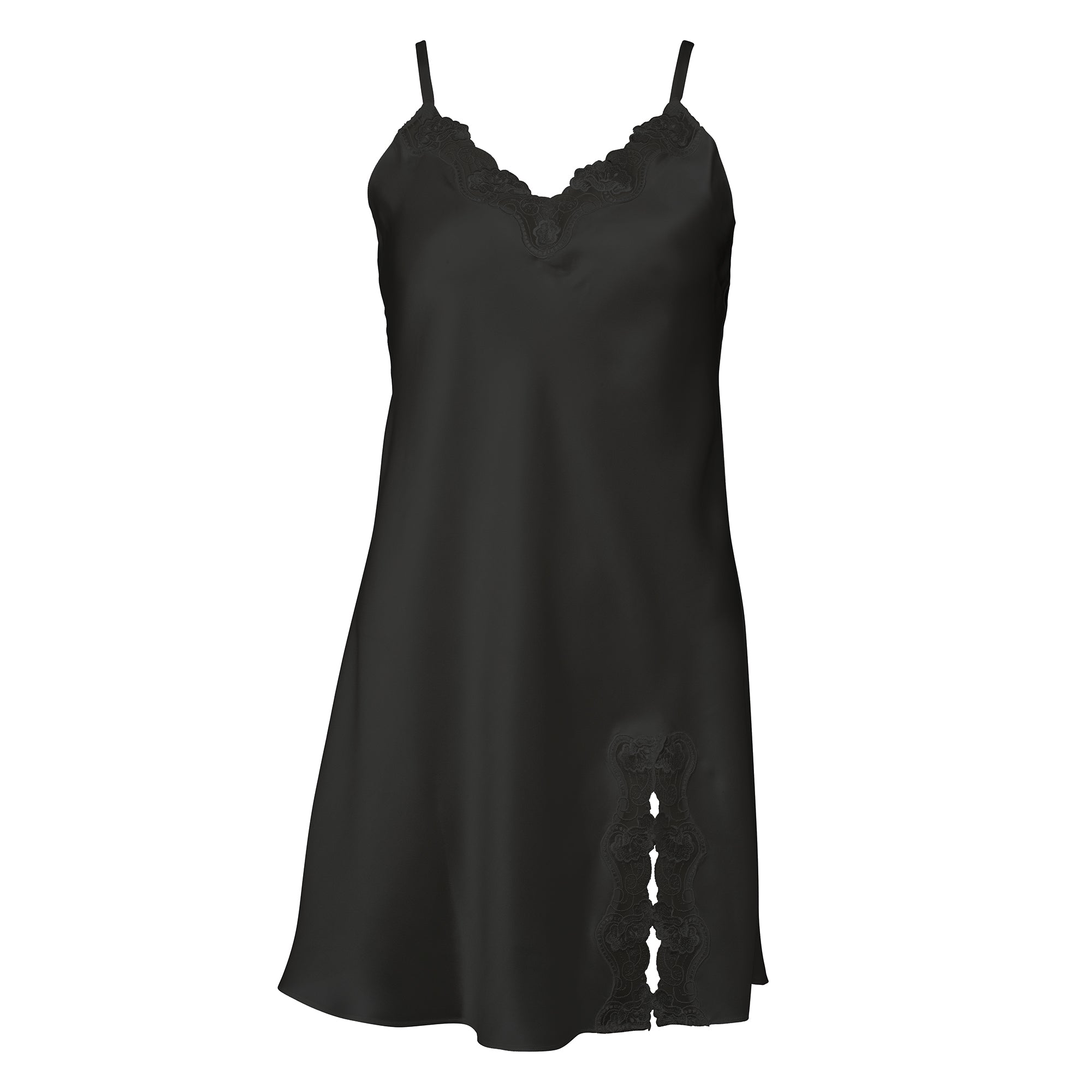 Lady Avenue Silk Jersey natkjole, sort