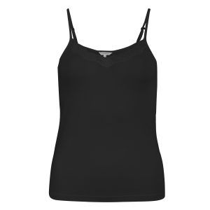 Lady Avenue Silk Jersey Camisole Lace top, sort