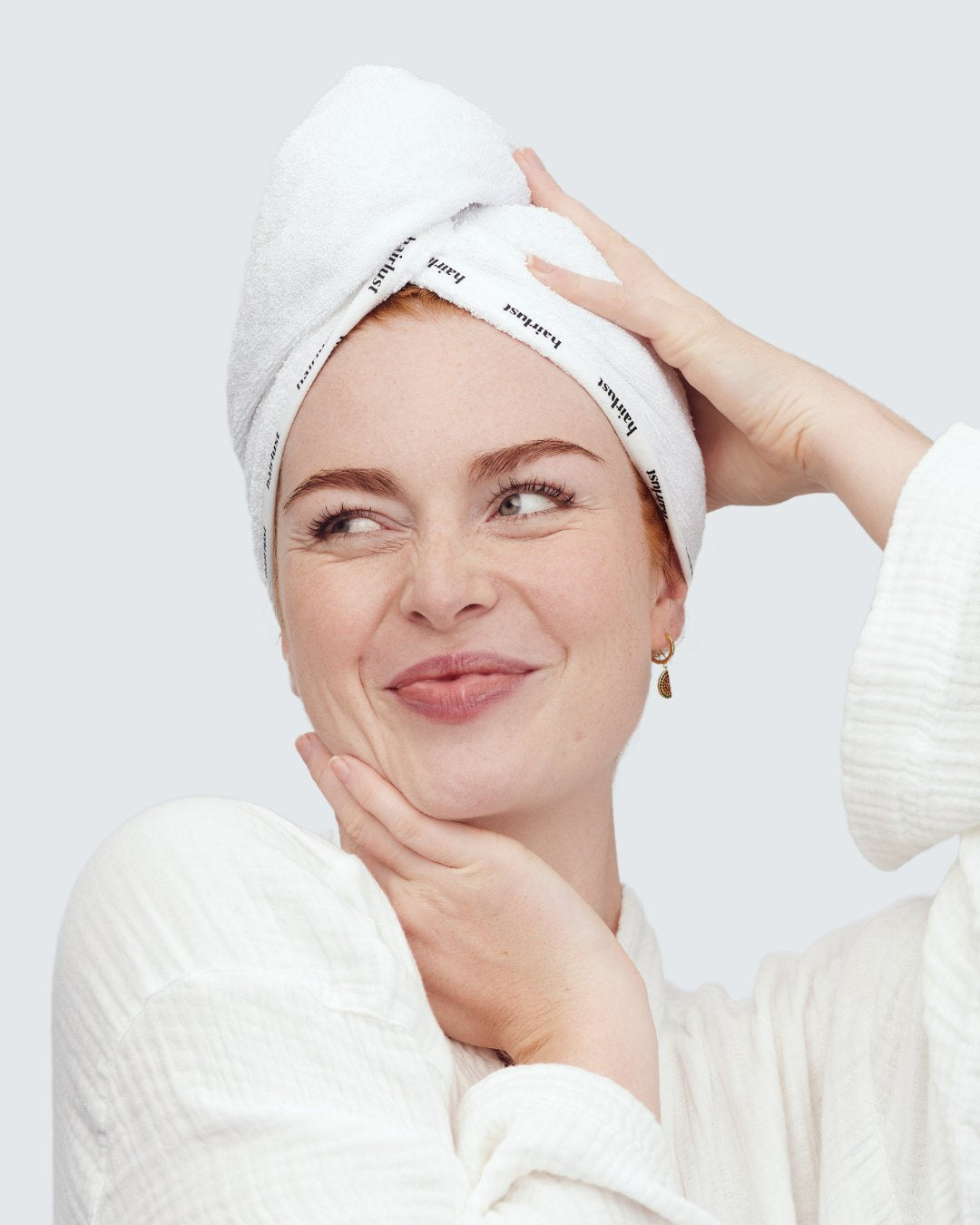 Bamboo Hair Towel Wrap, White