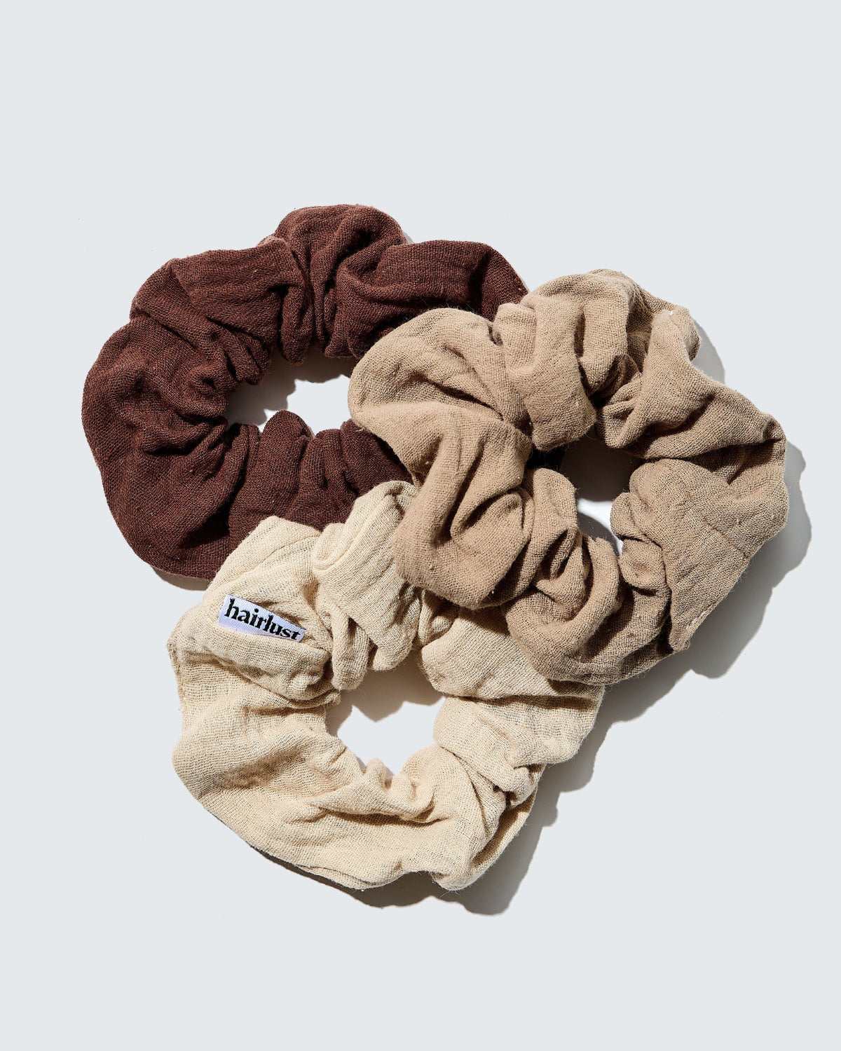Cotton Scrunchies, Medium, 3-Pack, Coffee
