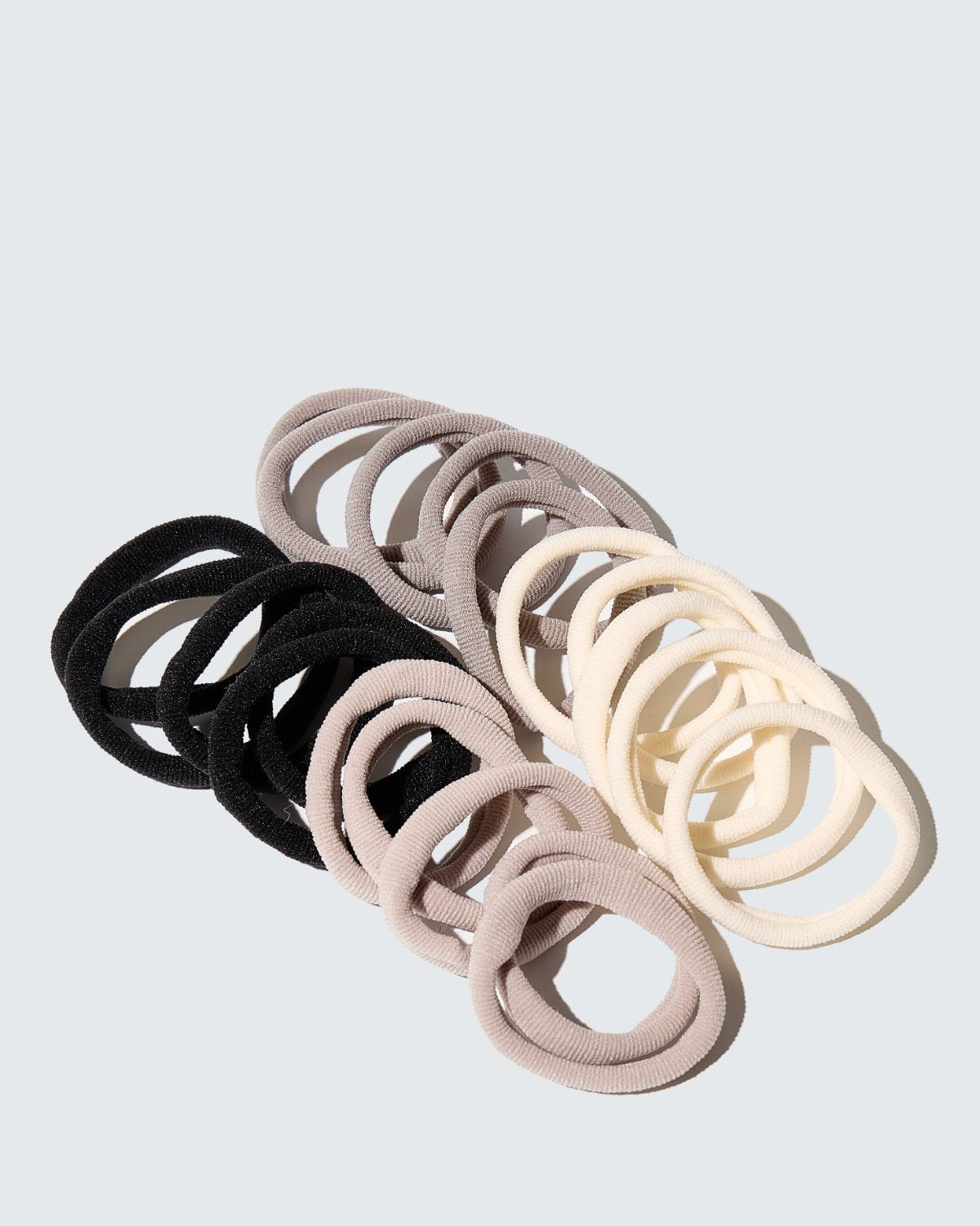 Elastic Hair Ties, 20-Pack, White/Gray/Black